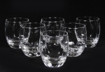 Lote composto por 06 copos para whisky dito short drink em demi cristal europeu translúcido. Med: 09cm