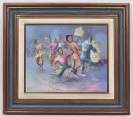 GENTIL CORREA - "Carnaval" - Óleo sobre tela medindo 38 x 46cm (Obra) e 64 x 72cm - Ricamente emoldurado