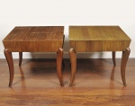 Par de mesas auxiliares estilo rústico executado em madeira com revestimento em bambu. Med: 65 x 65 x 60cm  (Adquirido na Loja de Móveis de Design Novo Ambiente)