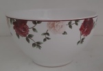 Bowl em louça com detalhes na bordas em flores vermelhas - Diâmetro:  14 cm e Altura: 08 cm