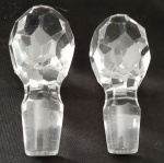 Par rolha de Cristal/vidro cabeça lapidada - Altura; 8 cm