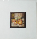 Quadro óleo sobre madeira ,  fabuloso artista Gaya Vidal, ,Peras e Maças, -  falecido 2000,   - Medidas:  49x49 cm ( com moldura) e 20x20 cm