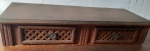 Antigo console em madeira com duas gavetas - Medidas: 72x29x14 cm - Lote com marca do tempo e sem a parte de trás, no estado.