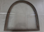 Antiga porta de santuário de vidro com borda metal e trinco - Medidas: 40X41 cm