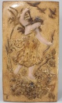 ART NOVEAU - "DIANA" - Belíssimo e antigo quadro em estuque com relevo. Detalhes dourados e policromados. Cerca de 1910/1920. Med. 45 x 25 cm.