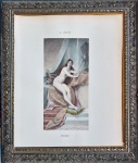 ALBERT JOSEPH PENOT (1862  1930) - Período ART NOVEAU - Antiga litogravura aquarelada a mão, assinada e titulada: "REVERIE". Cerca de 1900. Emoldurada. Medida total 35 x 30 cm.