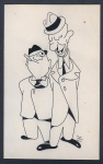 J. Carlos (1884-1950). O GORDO E O MAGRO. Nanquim sobre papel. 15 x 24 cm (mi); 49 x 38 cm (me). Moldura de fácil desmontagem. Assinado com o monograma do artista no cid.