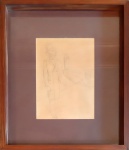Ismael Nery (Belém, 1900 - Rio de Janeiro, 1934). DOIS DESENHOS (UM DE CADA LADO). Sem data. Grafite sobre papel. 20,7 x 14,5 cm (mi); 36,5 x 30,7 cm (me). Sem assinatura aparente. Ricamente emoldurado em moderna moldura em pinho de riga, que permite a visualização dos dois lados.