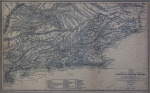 MAP OF THE PROVINCE OF RIO DE JANEIRO PRINCIPALLY ACCORDING TO THE MAPS AND OBSERVATIONS OF FREYCINET, P. TAULOIS (PUBLD. RIO DE JAN 1809 (ILEGÍVEL), V. SPIX AND V. MARTIUS, V. ESCHWEGE, PRONCE MAXIMILIAN OF NEUWIED, POHL, A. ST. HILAIRE, GARDNER AND MILLIET ST. ADOLPHE. Compiled by H. Mahlmann. Impressa em Berlim, Alemanha, 1848. Gravura aquarelada. 20 x 32,2 cm (mancha); 20,2 x 33,5 cm (suporte); 34 x 46,5 cm (quadro). Raridade. 