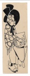 J. Carlos (1884-1950). SEM TÍTULO (MULHER, BÍBLIA E GUARDA-CHUVA). Nanquim sobre papel. 21 x 8 cm (mi); 47 x 27 cm (me). Assinado com o monograma do artista (cid). Enquadramento de fácil desmontagem, para rápido acesso à obra.