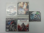 5 DVDs jogos de Playstation 3 - PS3 e Microsoft XBOX 360 Original - HotWheels O Melhor Piloto do Mundo - Assassin's Creed Revelations - Smack Down vs Raw 2009 - Gran Turismo 5 XL Edition - Assassin's Creed II