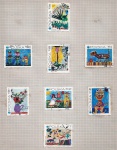 AV1373B - Selos Polônia - Serie com 8 Selos - Artes - Desenhos infantis