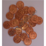 AV2061 - Lote com 25 moedas de 1 centavo - 2004 - FC - Valor Catalogo R$ 375,00