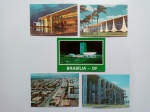 Colecionismo Cartão Postal Fotografia. Lote com 5 cartões postais antigos de Brasília: Dois do Palácio da Alvorada, sendo um com vista noturna, Congresso Nacional, Avenida W/3 e Ministério da Justiça.