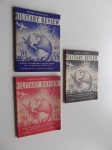 3 revistas Military Review Edição Brasileira, nºs 7, 8 e 9, ano 1951, editor para edição brasileira Tenente Coronel W. F. Bouças, revistas com bordas amareladas.