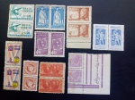 Colecionismo Filatelia Selos Antigos. Lote com 9 duplas - 18 selos - do Brasil.