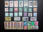 Colecionismo Filatelia Selos Antigos. Lote com 39 selos estrangeiros: Estados Unidos, Israel e Japão.