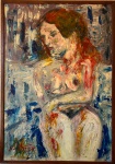 Manoel Santiago, Figura - Óleo sobre tela - Medindo 100 x 70 cm - Assinatura canto inferior esquerdo.