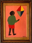 Djanira, Figura com balão - Óleo sobre tela - Medindo 38 x 26 cm - Assinatura canto inferior direito.