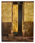 José Paulo Moreira da Fonseca, `Fachada em Ocre` - óleo sobre placa - datado 1990 - med. 41 x 33 cm