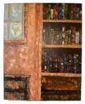 José Paulo Moreira da Fonseca, `Livros e Janela` - óleo sobre placa - datado 1993 - med. 41 x 33 cm