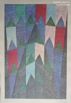 Alfredo Volpi, Bandeirinhas - Gravura P/A - medindo 66 x 46 cm - Assinatura canto inferior direito - Com moldura