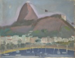 Luiz Verri, `Pão de Açucar visto da Urca` - óleo sobre tela - med. 50 x 65 cm (no estado)