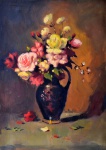 Edgar Oehlmeyer, Vaso com Flôres` - óleo sobre tela - med. 70 x 50 cm