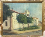 Onilda, `Igreja` - óleo sobre placa - datado 1981 - med. 19,5 x 23 cm