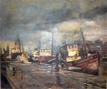 Oswaldo Teixeira, `Porto` - óleo sobre tela - med. 54 x 65 cm