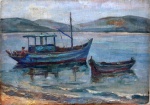 Garcia Bento, `Marinha` - óleo sobre madeira - datado 1925 -  med. 26 x 37 cm