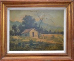 Bustamante Sá, `Paisagem` - óleo sobre madeira - datado São Bernardo 1947 - med. 27 x 34 cm