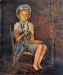 Nivouliès de Pierrefort, `Figura Feminina Sentada` - óleo sobre tela colado em placa - datado 1962 -  med. 82 x 70 cm