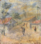 T. Kaminagai, `São Luiz` - óleo sobre placa - datado 1954 - med. 35 x 32 cm,