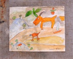 Cícero Dias, `Cena Rural` - desenho - med. 14,5 x 18,2 cm