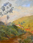 Arthur Timotheo, `Paisagem Rural` - óleo sobre madeira - dat. 1919 - med. 35 x 27 cm