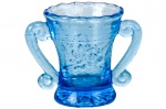 ESBERARD - Antigo Paliteiro de Coleção, em vidro, na tonalidade azul, decoração floral. Dimensões: 6 cm X 5 cm (Alt./Diâm.) xx