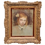 HENRI GEOFFROY (Marennes-Hiers-Brouage, França, 1853 - Paris, França, 1924) - Retrato da Filha. Óleo s/ tela. Ass. cid. 42 x 33 cm (MI). 63 x 55 cm (ME). Este lote encontra-se em Belo Horizonte, MG, e só estará disponível em nossa loja a partir do dia 13 de Outubro. Seguiu de início os princípios do Realismo, enfocando os pobres e excluídos. Mais tarde passou a incorporar elementos impressionistas abordando a temática das crianças e cenas domésticas. Suas pinturas decorativas