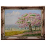 FUNCHAL GARCIA  Caminho de São Tomé das Lêtras, Minas Gerais. Óleo s/ tela. Ass. e titulado. 73 x 100 cm (MI). 93 x 120 cm (ME). Este lote encontra-se em Belo Horizonte, MG, e só estará disponível em nossa loja a partir do dia 13 de Outubro.