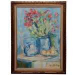 MANOEL SANTIAGO  Vaso de Flores. Óleo s/ tela. Ass. cid. 70 x 50 cm (MI). 83 x 63 cm (ME). Este lote encontra-se em Belo Horizonte, MG, e só estará disponível em nossa loja a partir do dia 13 de Outubro.