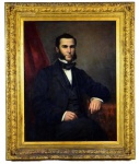 SEM ASSINATURA - Visconde de São Francisco (Francisco José Pacheco). Óleo s/ tela. 116 x 90 cm. Nasceu no Rio de Janeiro em 31 de Julho de 1831. Faleceu no Rio de Janeiro em 10 de Outubro de 1880.Filho do 1º Barão de São Francisco, por Portugal, Francisco José Pacheco. Casou com D. Anna da Rocha Miranda, irmã do Barão do Bananal. Dedicou-se á carreira comercial, foi Director do Banco do Brazil, Provedor de diversas Ordens e Irmandades, e socio de várias associações de Beneficência. Era Comendador da Real Ordem de Christo de Portugal e da Imperial Ordem da Rosa. Era 2º Barão de São Francisco, por Portugal.CREAÇÃO DOS TITULOS: Visconde por decreto de 17 de Setembro de 1888. 2º Barão por carta de 2 de Julho de 1869, em Portugal.