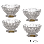 Conjunto de 16 bowls de cristal de chumbo alemão,  translúcidos e lapidados. Apresentam selo da Cristalerie Bleikristall Tritschler Winterhalder. 7 x 12 cm. Lote pertencente ao acervo de tradicional família paulistana de Américo Moreira dos Santos e Anella Mafalda Malzoni.