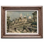 LEGENDRE, Maurice (Atribuído) (Paris, 1878 - Madrid, 1955). Escola Francesa  Vista de Montmartre com A Basílica do Sacré-Coeur, Reprodução. Ass. cie. Ass. cie. 24 x 33 cm (MI). 37 x 46 cm (ME). Reintelado Lote pertencente ao acervo de tradicional família paulistana de Américo Moreira dos Santos e Anella Mafalda Malzoni.