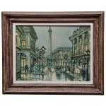LEGENDRE, Maurice (Atribuído) (Paris, 1878 - Madrid, 1955). Escola Francesa.  Vista da Rue de la Paix com a Coluna da Place Vendôme. Reprodução. Ass. no meio da parte inferior. Ass. cie. 24 x 33 cm (MI). 37 x 46 cm (ME). Reentelada. Lote pertencente ao acervo de tradicional família paulistana de Américo Moreira dos Santos e Anella Mafalda Malzoni.