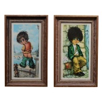 MICHEL T - Pendant. Meninos. Reprodução. 33 x 17 cm (MI). 40 x 24 cm (ME). Lote pertencente ao acervo de tradicional família paulistana de Américo Moreira dos Santos e Anella Mafalda Malzoni.