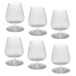 Conjunto de 6 taças de cristal translucido e liso. 13 cm. Lote pertencente ao acervo de tradicional família paulistana de Américo Moreira dos Santos e Anella Mafalda Malzoni.