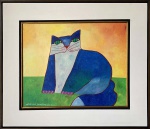 ALDEMIR MARTINS, Gato Azul - acrílica sobre tela - 40x50 cm - acie 2002 (Com certificado do Studio Aldemir Martins)