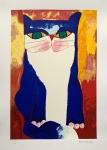 ALDEMIR MARTINS, Gato Azul - serigrafia P.E. - 70x50 cm - (Editada pelo Instituto Aldemir Martins)