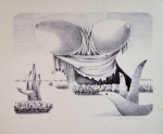 WALTER LEVY, Surreal - gravura 34/50 - 48x60 cm - acid. 1973