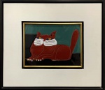 NORMA TAMAOKI, Gato Vermelho - cerâmica - 20x25 cm - 2006 (Reestudo de Aldemir Martins - Gato vermelho - 1975)